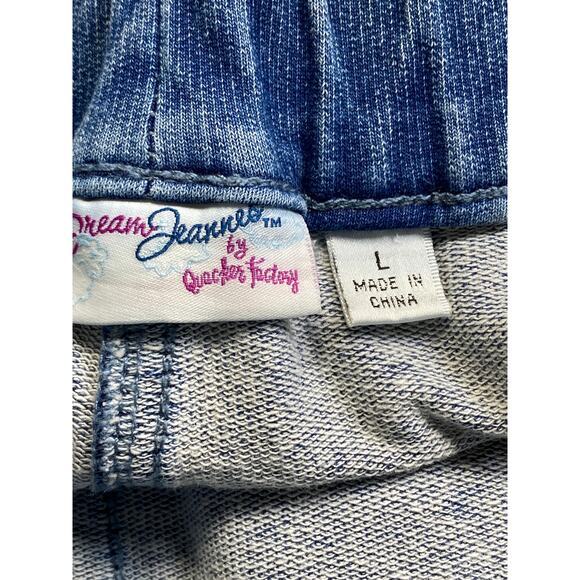 Quacker Factory Floral Embroidered Rhinestone Hem Pull On Jeans Size L Mcbling - Picture 4 of 8